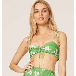 Third Form Lime Green White Rolling Fields Tie Up Bra Women's Size 8